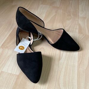 A New Day Black Faux Suede Flats - Size 9.5